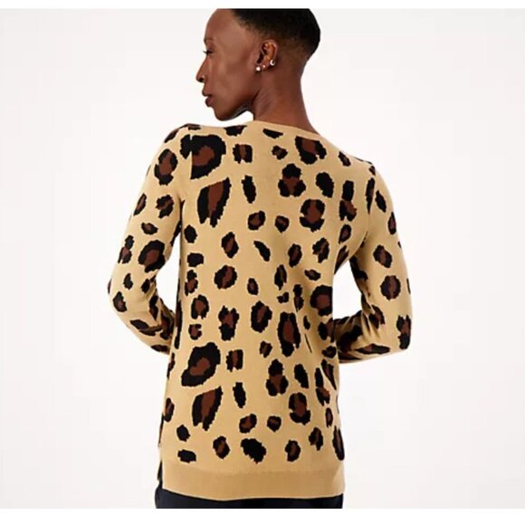 Belle by Kim Gravel Women ~sz M Sweater Can't Stop Wearing It Pink Plaid A549501 - Picture 2 of 7